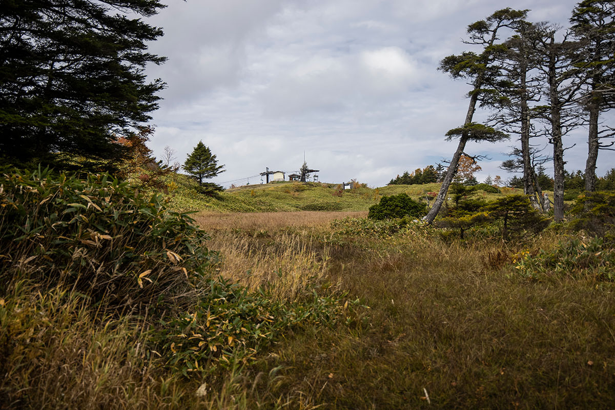 志賀高原赤石山-登り切った向こうにリフトの降り場