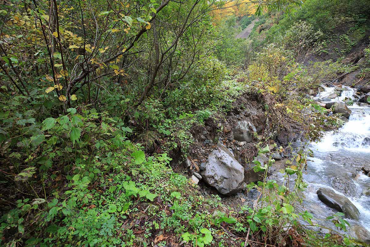 雨飾山登山 登山道が崩れてる！