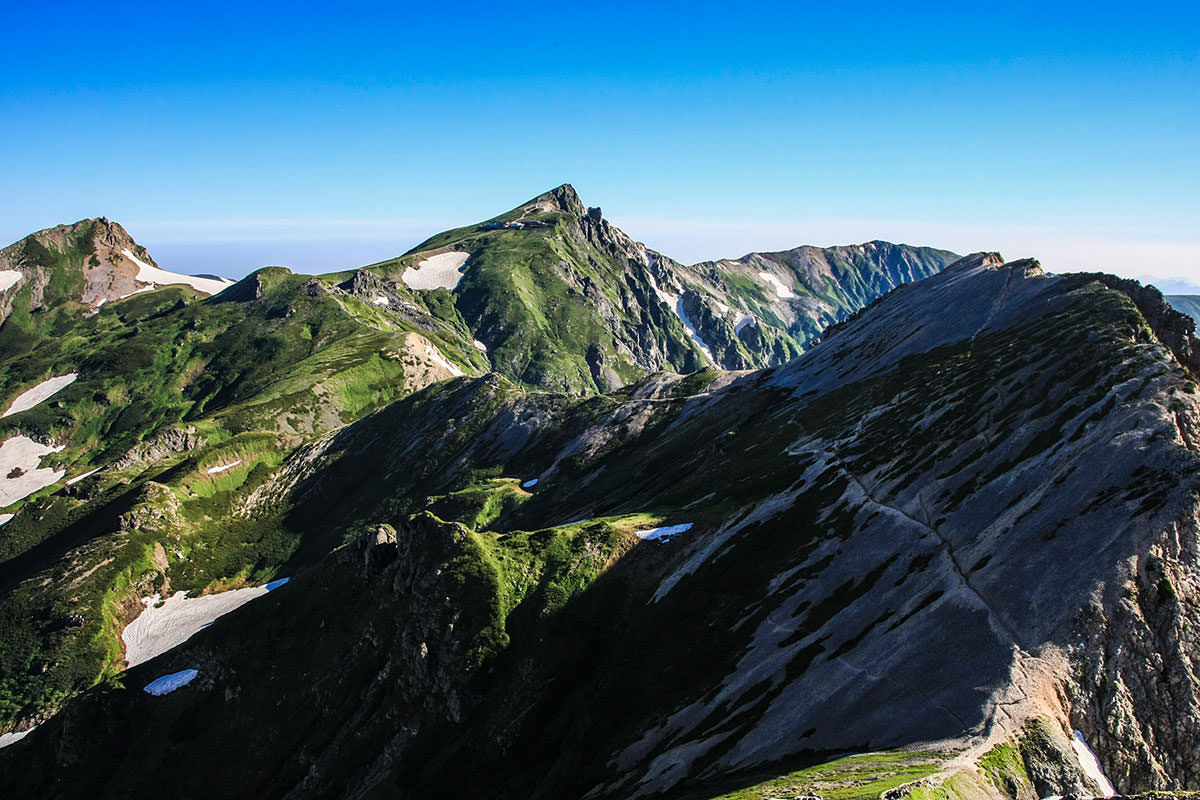 白馬岳鑓ヶ岳杓子岳登山 南側の景色