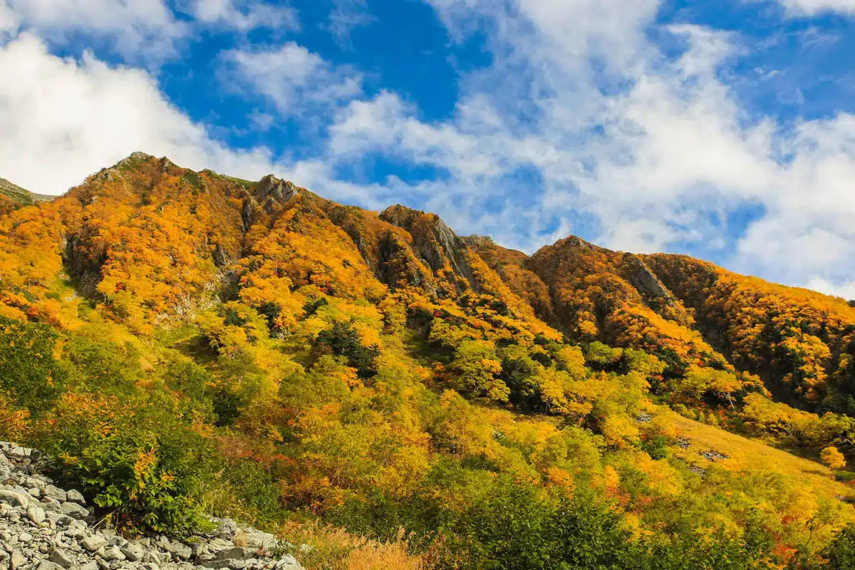穂高岳登山 穂高岳-東側の山は紅葉がキレイ