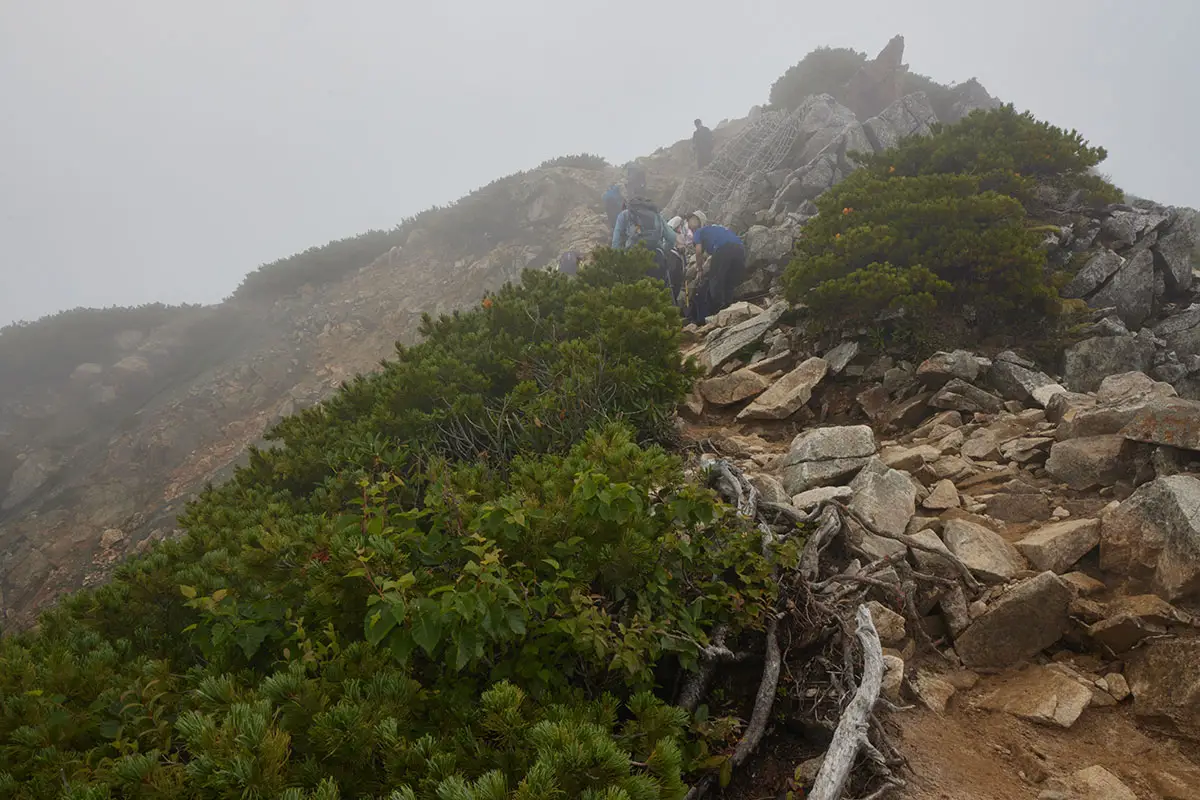 唐松岳登山 わりと北アルプスらしい岩の道