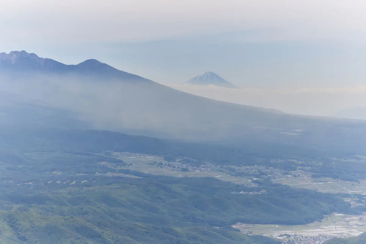 霧ヶ峰登山 霧ヶ峰-八ヶ岳の横に富士山