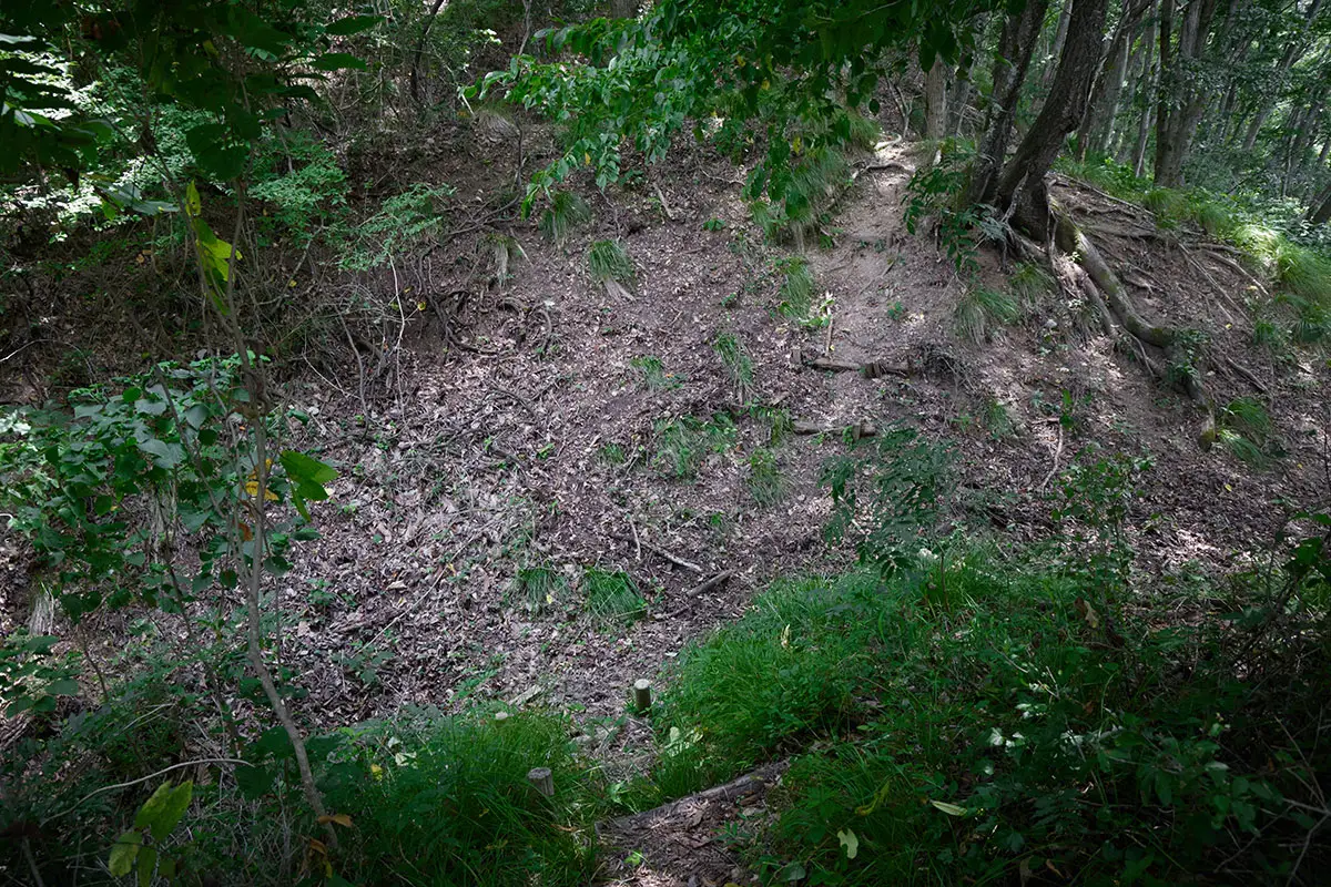鞍骨山登山 鉄塔を過ぎたら堀切