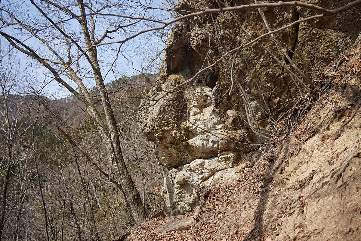 薬山登山 薬山-行き止まりの岩壁