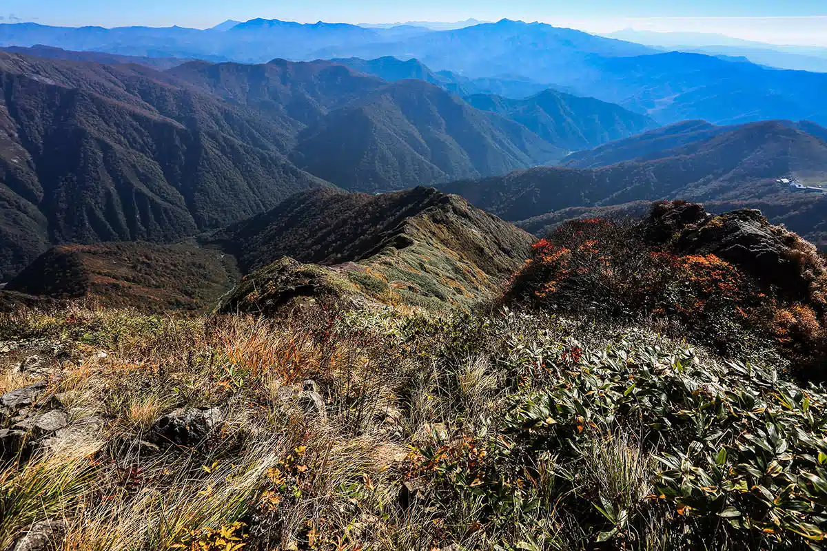 谷川岳登山 登ってきた尾根を振り返る