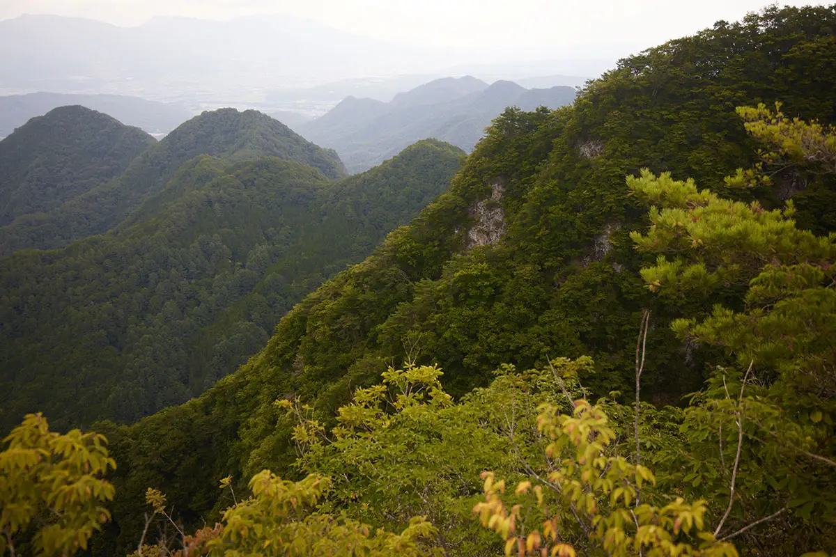 独鈷山登山 壁のような登りは真横から見るとそうでもない